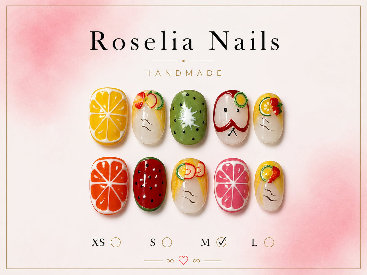 A different painted fruit on every nail