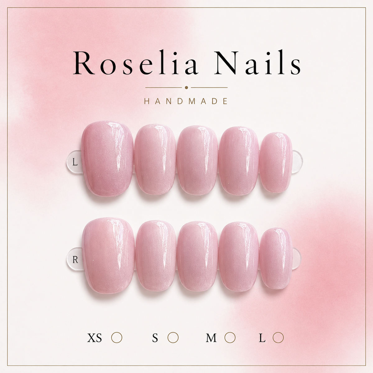 Ballet press-on nails, soft pink pearl, short round