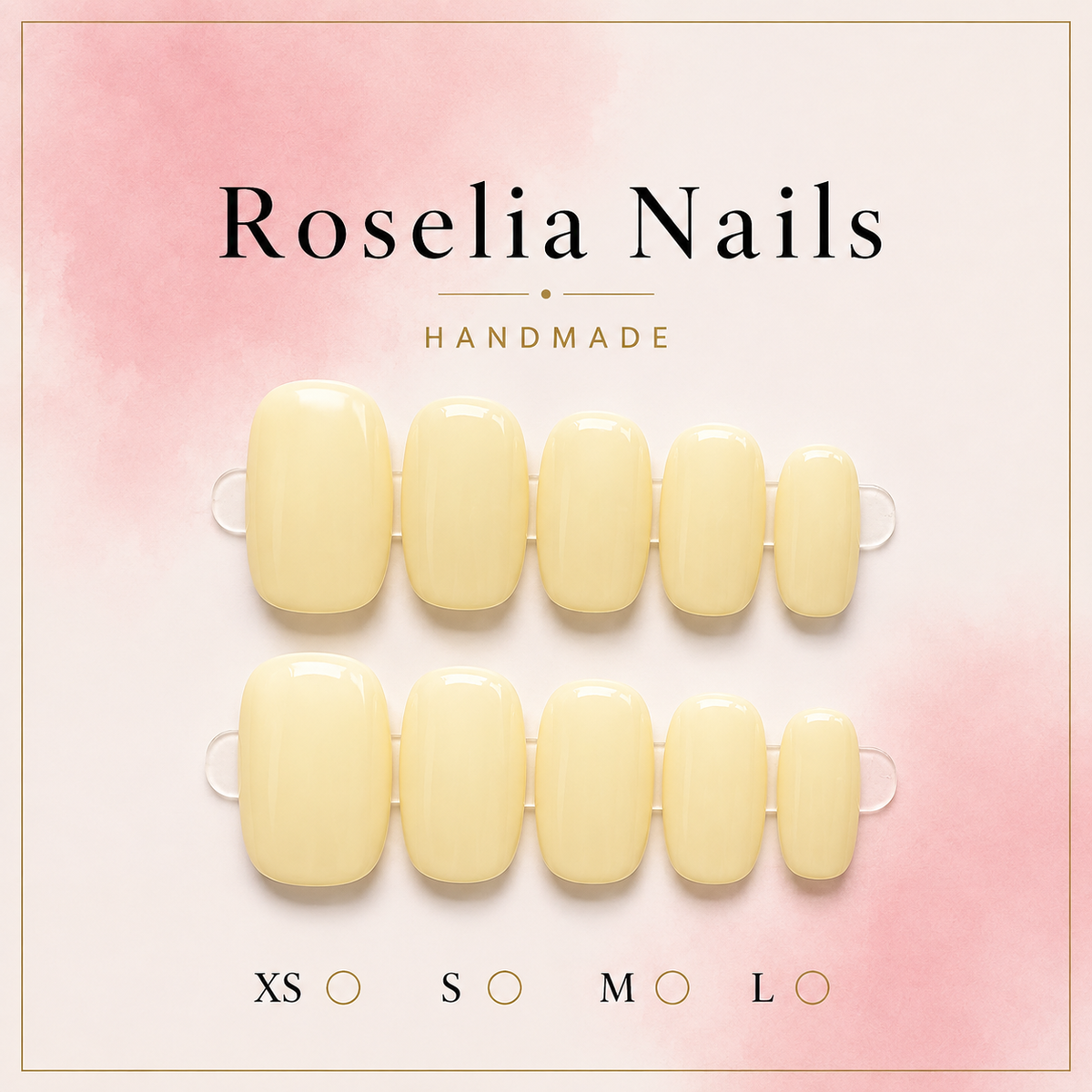 Butter press-on nails, pale yellow, short round