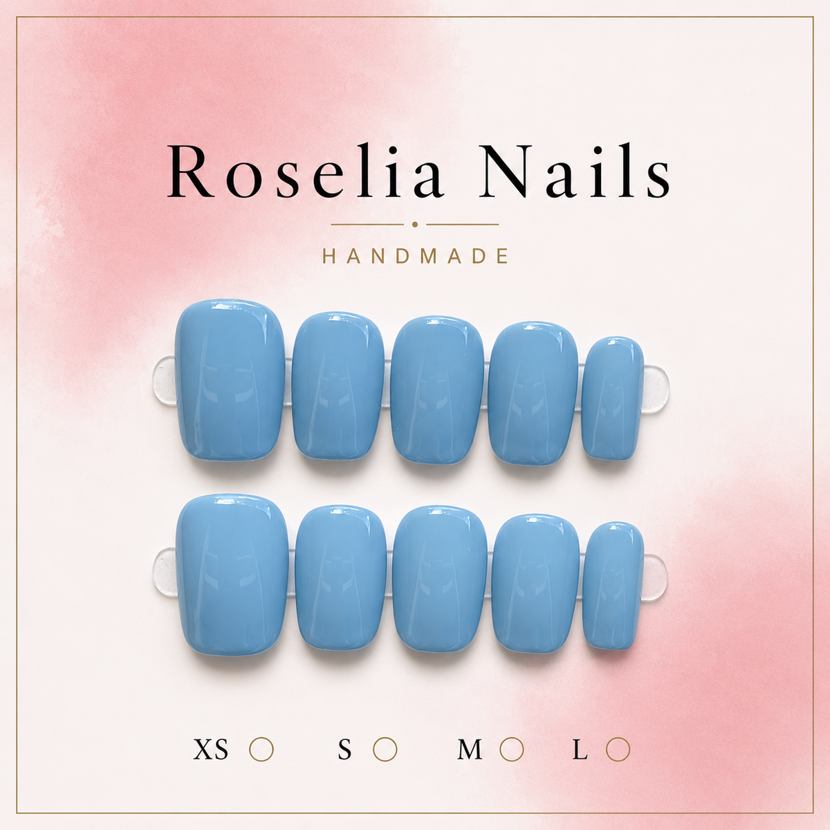 Cornflower press-on nails, cornflower blue, short square