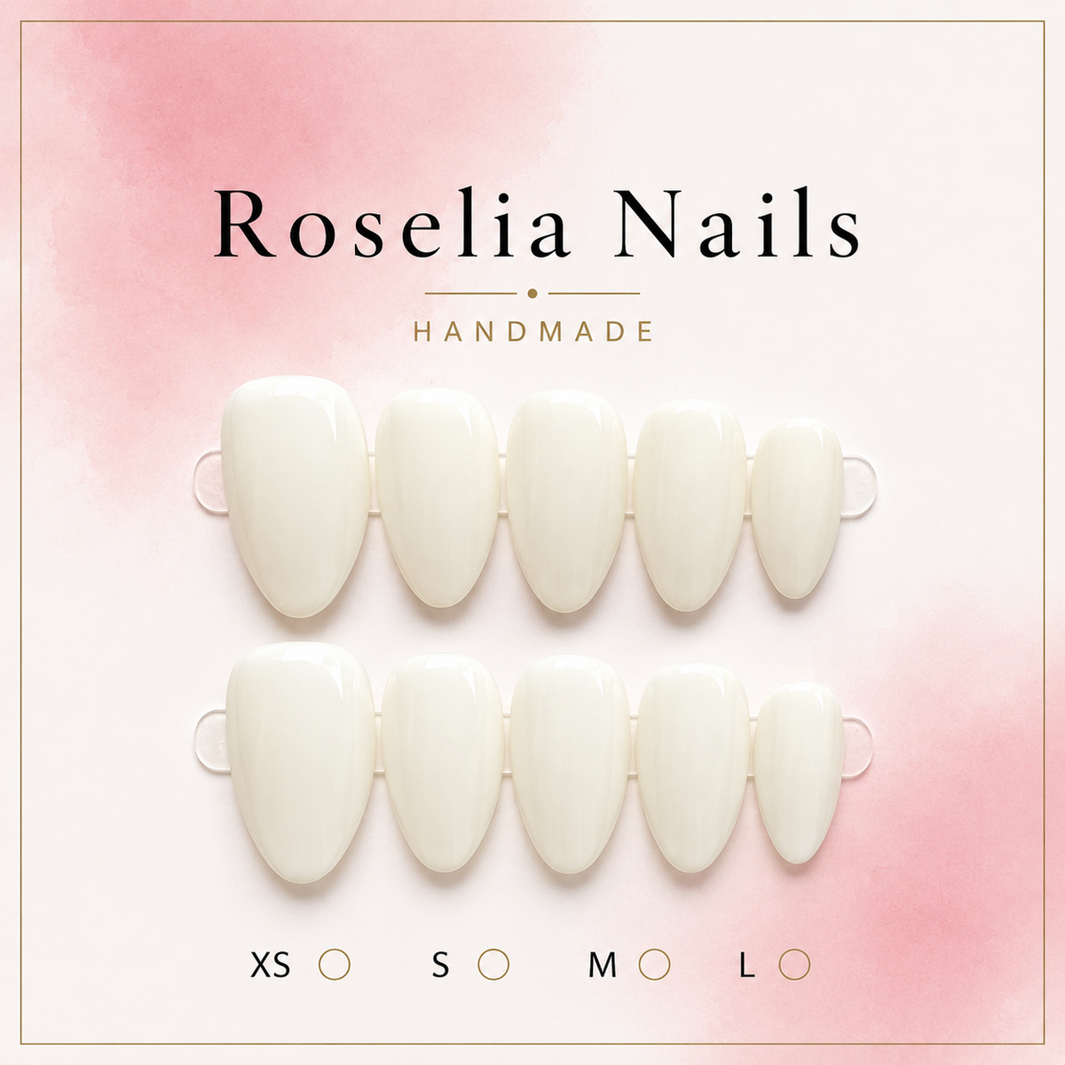 Ivory press-on nails, warm off-white cream, long almond