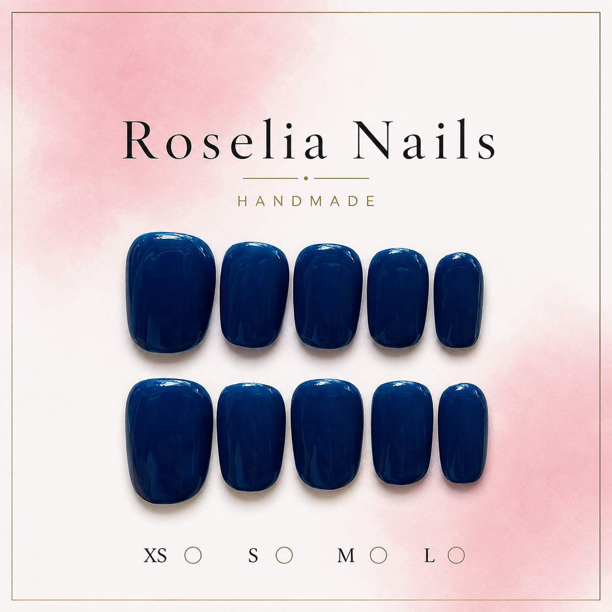 Midnight press-on nails, deep navy, short square